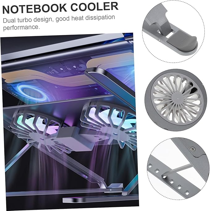 jojofuny Laptop Cooling Stand Anodized Aluminum Alloy Laptop Cooler Gear Height Adjustment Ergonomic Design for Gaming Work Low Noise and Efficient Heat Dissipation