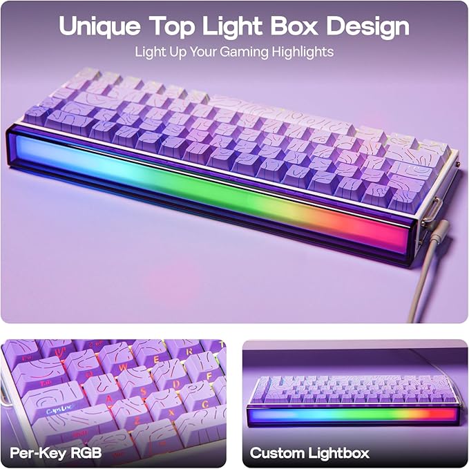 EPOMAKER Aula Hero 68 HE Wired Magnetic Gaming Keyboard 0.01mm Adjustable Actuation Rapid Hall Effect Switch 8kHz Polling 5-Layer Sound Dampening RGB Box &amp Backlight (Purple)