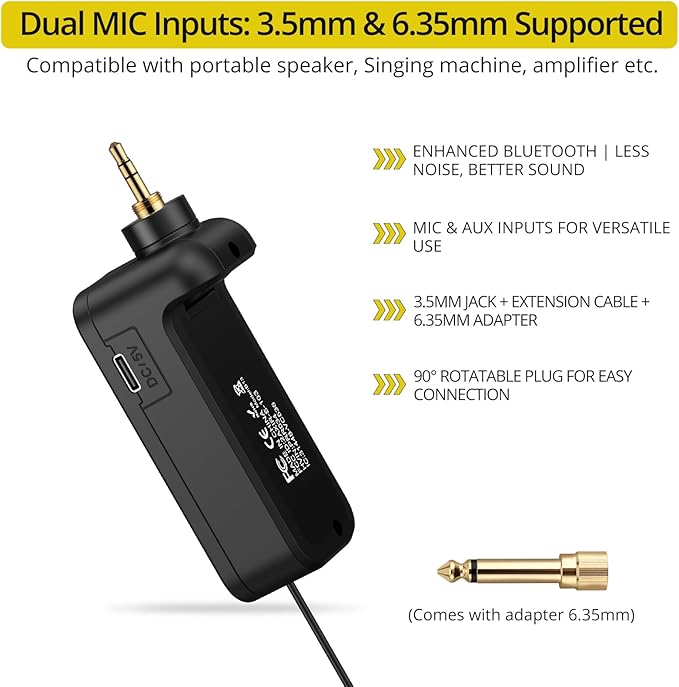 PROZOR UHF Wireless Microphone with Volume Treble Bass Echo Control Wireless Rechargeable Mic Dual Handheld Dynamic Mic System with Rechargeable Receiver for Karaoke Machines DJ Church Weddings