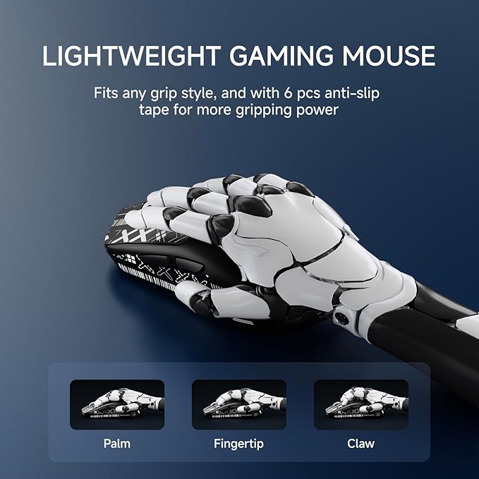 X23Pro Wireless Gaming Mouse 2.4G/BT5.0/USB-C Esports Gaming Mouse 800mAh Rechargeable Lightweight Mouse Gaming 12000 DPI Wireless Mouse with 6 Programmable Buttonsfor Laptop/PC/Mac Black