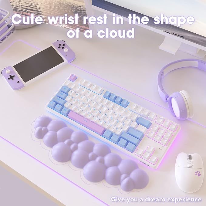 Gaming Keyboard Wrist Rest PadMemory Foam Palm Rest Ergonomic Hand RestWrist for Computer KeyboardLaptopMacLightweight Easy Typing Pain Relief-Purple