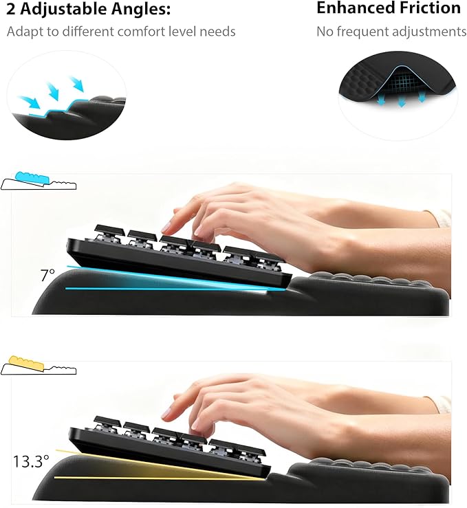 Wrist Rest for Keyboard Ergonomic Keyboard Stand with Wrist Rest Soft Memory Foam Wrist pad with Non-Slip Base &amp Dust Brush Comfort for Office Work Gaming- Black