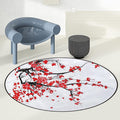 Gaming Chair Mat for Hardwood Floor Anti-Slip Floor Protector Game Controller Rubber Gaming Computer Chair Mat Floral Japanese Cherry Blossom Vermilion WhiteDiameter 48 in