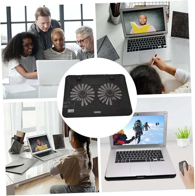 BESPORTBLE 6-inch Heat Dissipation Laptop Stand with Adjustable Fan Speed Notebook Cooling Support Holder for Gaming and Office Use Black Cooling Pad