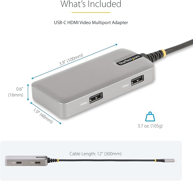 StarTech.com USB-C Docking Station for MacBook Pro M1 M2 M3 M4 and Windows 4K 60Hz HDMI Video HDR10 USB 5Gbps Hub 100W Laptop Charging GbE