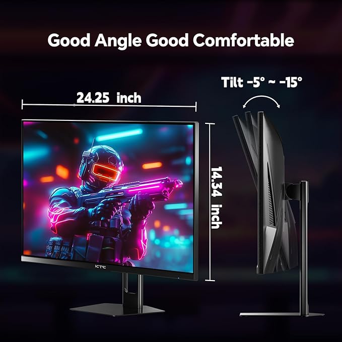 KTC 27 Inch Gaming Monitor 180Hz Full HD 1920x1080 Fast IPS Computer Monitor DP 1.4 &amp HDMI 2.0 Ports 1Ms FreeSync Frameless PC Gamer Monitor HDR VESA Mount H27F22