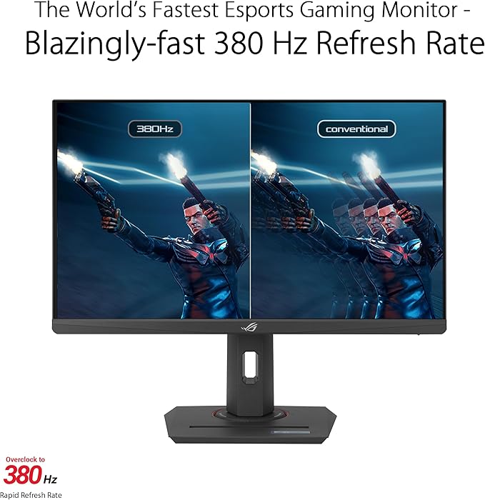 ASUS ROG Strix 25” (24.5” viewable) Esports Gaming Monitor (XG259QNS) - Full HD 380Hz 0.3ms Fast IPS Extreme Low Motion Blur Sync FreeSync Premium DisplayWidget Ergonomic 3 yr Warranty