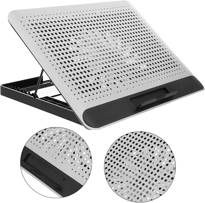 Notebook Cooler Aluminum Alloy Thin Quiet Cooling Pad with Stand Ergonomic Laptop Support Frame for Up to Computers Silver