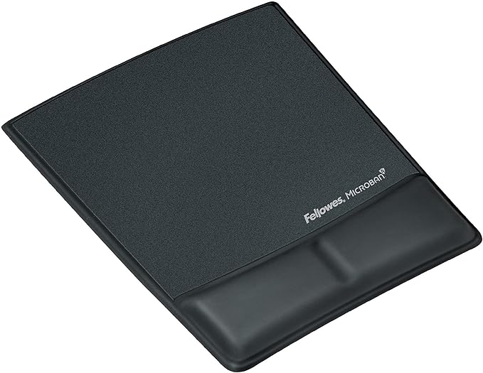 Fellowes 9180901 Memory Foam Wrist Rest w/Attached Mouse Pad Black