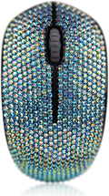 Bling Crystal Rhinestone Wireless Mouse 2.4G Noiseless Mouse with USB Receiver Portable Computer Mice for PC Tablet Laptop NotebookGirl's Gift - Pink Colorful