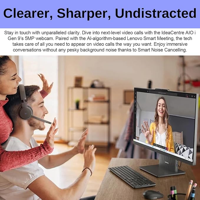 Lenovo 2024 IdeaCentre 27 Business All-in-One FHD 100Hz Touchscreen AMD Ryzen 5 7535HS 16GB DDR5 RAM 1TB SSD Wireless KB &amp Mouse Wireless Charging Base RJ-45 Wi-Fi 6 Webcam W11P Grey