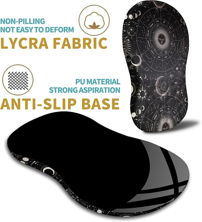 Hokafenle Ergonomic Mouse Pad Wrist Support with Massage Design Wrist Rest Pain Relief Mousepad with Memory Foam&ampNon-Slip PU BaseMouse Pads for Wireless Mouse (12x8 inchTarot Constellation)