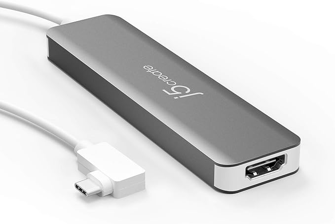 j5create 5 in 1 Compact USB-C Hub Type C Adapter with 4K HDMI 2 USB 3.0 Ports SD and microSD Card Reader for MacBook Pro MacBook Air XPS Chromebook and Other USB C Windows Laptops (JCD372)