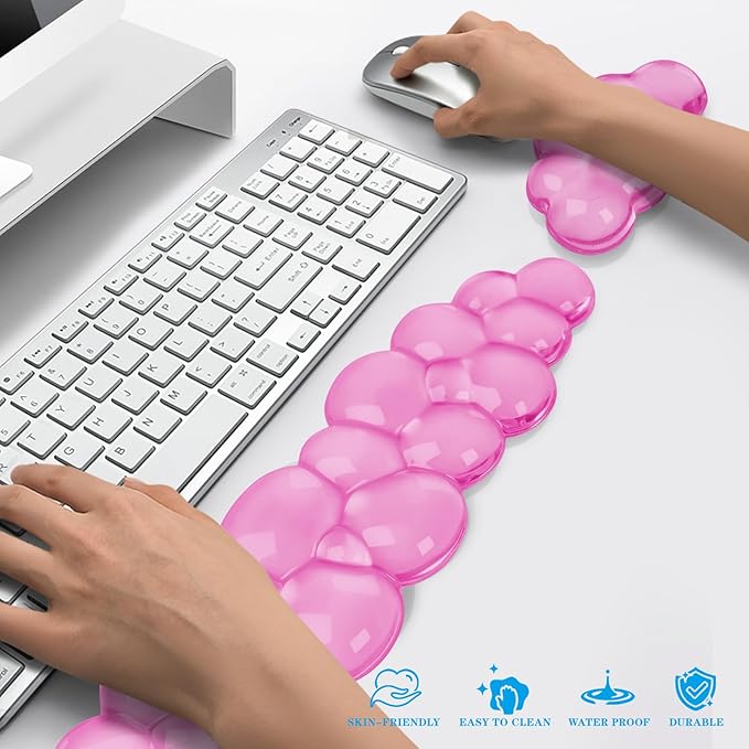 Gel Cloud Keyboard and Mouse Wrist Rest Cute Wrist Support and Arm Support Keyboard Rest for Keyboard and Mouse Typing Pain ReliefSuitable for Office/Computer/Laptop/Gaming (Pink)