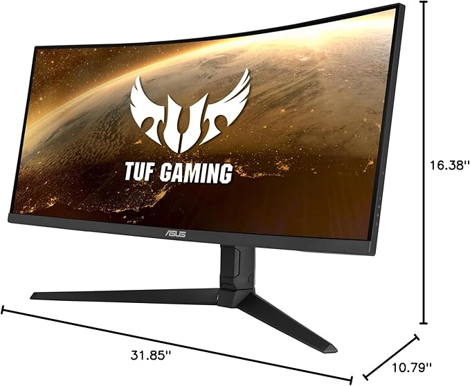 ASUS VG34VQL1B TUF 34 Inch Curved Gaming Monitor - WQHD (3440x1440) 165Hz 1ms Extreme Low Motion Blur FreeSync Premium Eye Care Height Adjustable DisplayHDR 400 DisplayPort HDMI USB