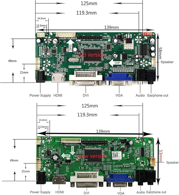 VSDISPLAY 14.9 1280x390 LCD Screen LTA149B780F with DVI VGA Audio Controller Board 68676 for DIY Cabinet/Car Gauge Cluster/Digital Marquee Monitor