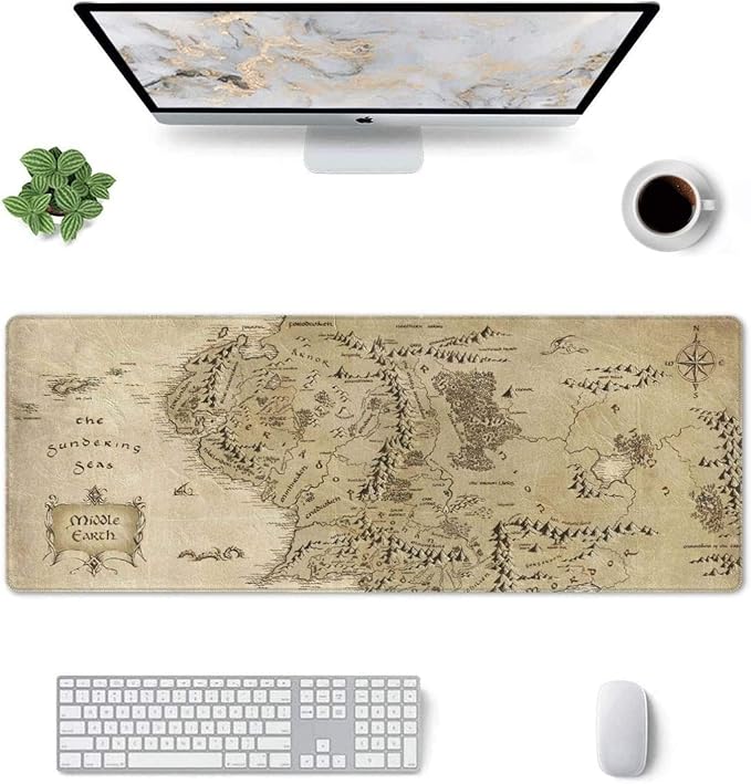 Gaming Mouse Pad XL Extended Large Mouse Mat Desk Pad 31.5x11.8Stitched Edges Non Slip Mousepad for ComputerOfficeKeyboard and Laptop-Retro Earth Map