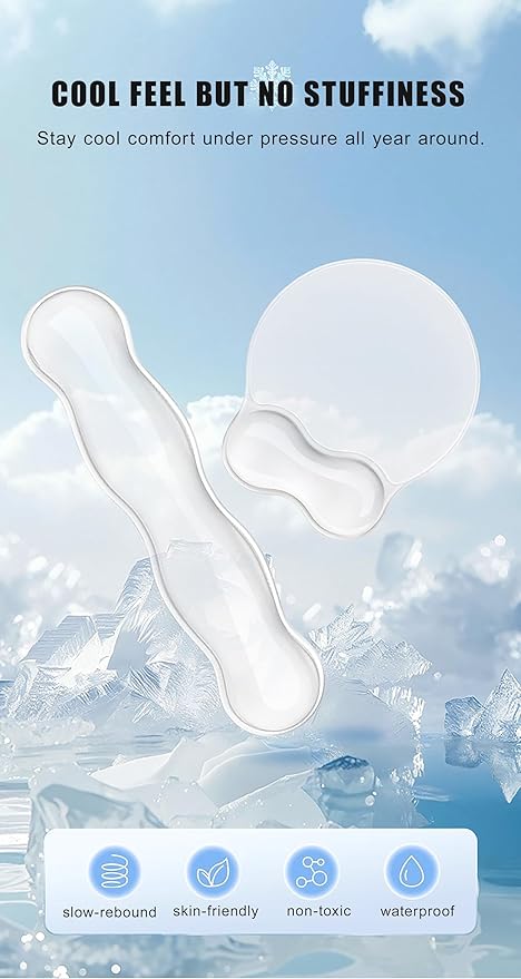 Mouse Pad with Wrist Rest Soft Cloud Gel Keyboard Mouse Pad Set with Hand Wrist Support Cute Non Slip Office Desk Accessories for Comfort/Pain Relief/Computer/Laptop (2Pc Clear Wave)