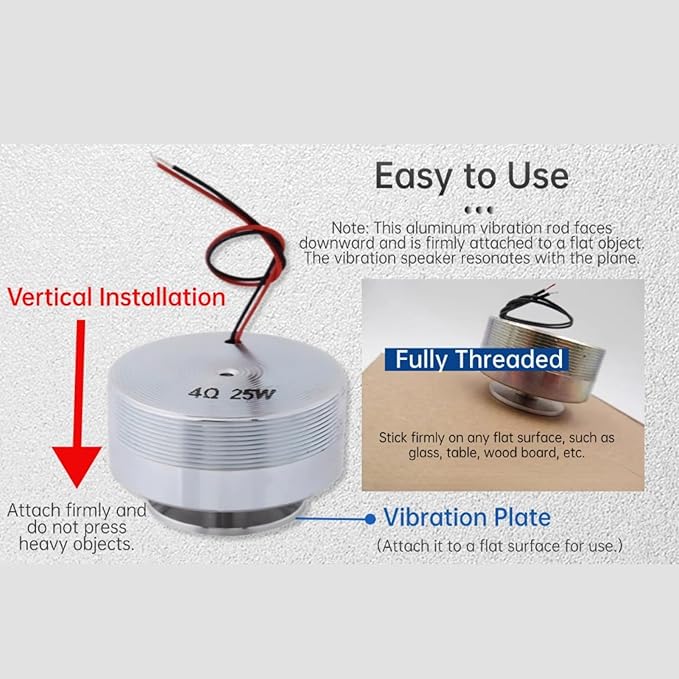 POCREATION Bass Shaker Vibration Speaker 1Pcs 50Mm 2Inch Internal Magnetic Type All Frequency Resonance Speaker Strong Bass Loudspeaker (4 25W)