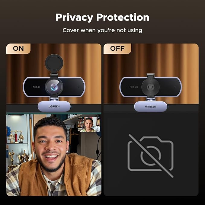 UGREEN 4K Webcam for PC Ultra HD Web Camera with Microphone Privacy Cover 70° Fov PDAF Autofocus USB A &amp USB C Adapter Plug &amp Play for Streaming Conference Zoom Switch 2
