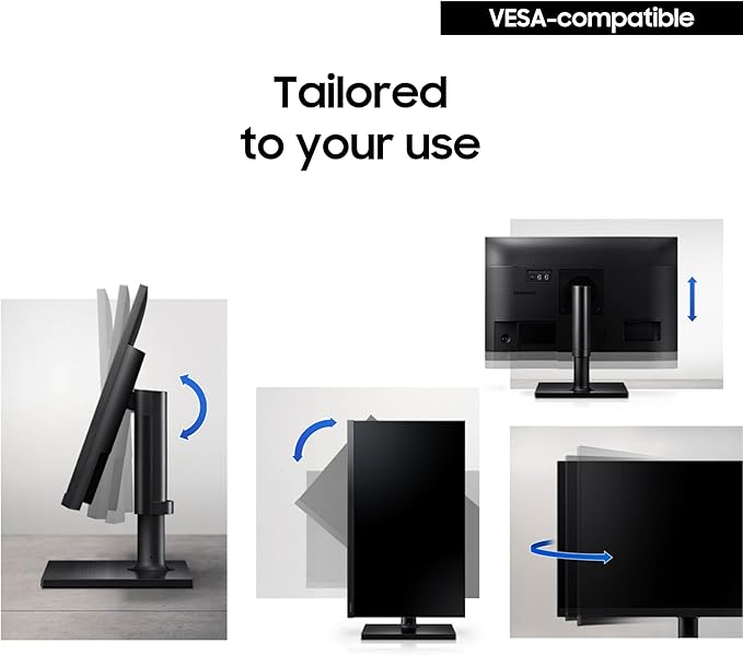 SAMSUNG FT45 Series 24-Inch FHD 1080p Computer Monitor 75Hz IPS Panel HDMI DisplayPort USB Hub Height Adjustable Stand 3 Yr WRNTY (LF24T454FQNXGO)Black