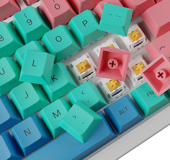 Glorious GPBT Dye Sublimated Keycaps (Pastel) - Thick PBT Plastic 114 Keycap Set for Full Size TKL Compact 75% Mechanical Keyboards