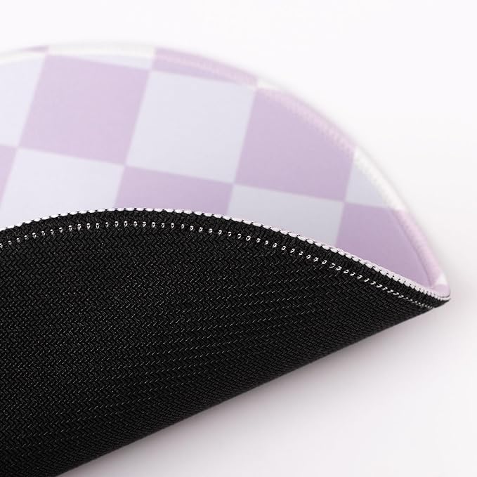 Elyse Breanne Design 8.5 Inch Round Mouse Pad for Computer Desktop Protector Non-Slip Rubber Backing Purple Checker