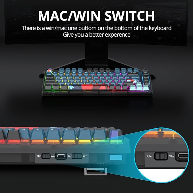 Guffercty kred 75% Percent Keyboard Gasket Mount Hot-swappable RGB Wired Mechanical Gaming Keyboard Programmable with Quiet Pre-lubed Switches for Mac/Win (75% Monster)