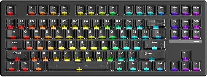 FE87 V2 Wired Mechanical Keyboard Dual 8KHZ Polling Rate Support SODC/Latency As 0.125MS/ARGBHot Swappable Gasket Sturcture Gaming Keyboard (Black/Hyacinth Switch)