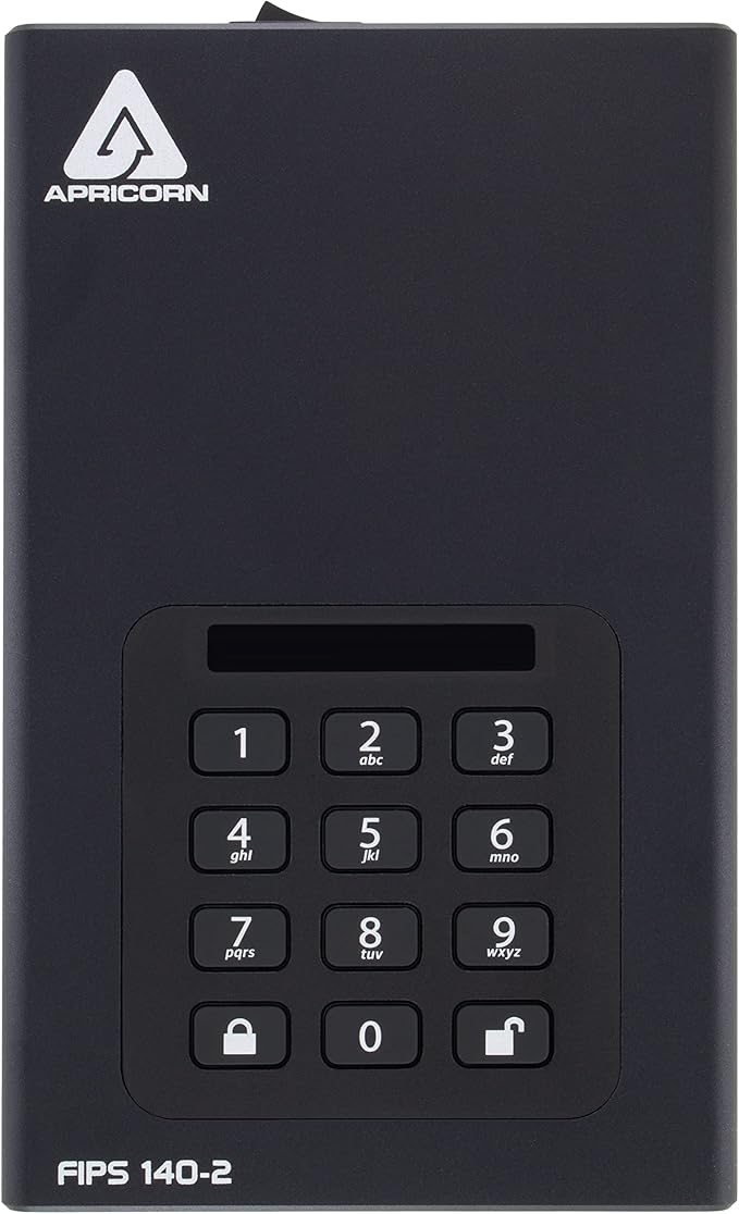 Apricorn Aegis Padlock DT 2TB USB 3.0/USB 2.0 External Hard Drive Black