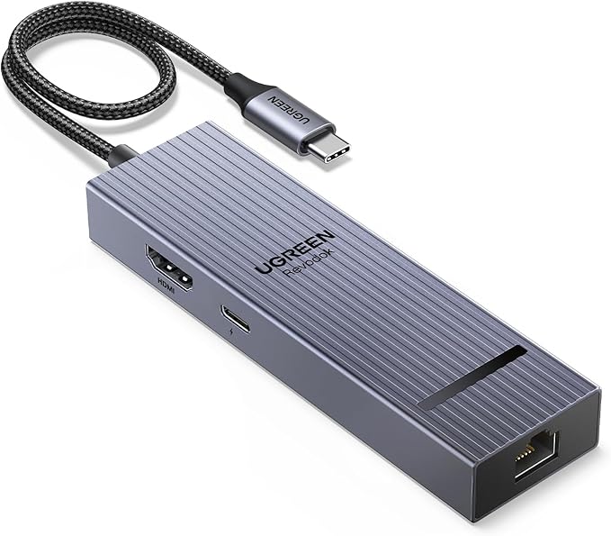 UGREEN Revodok Pro 6 in 1 USB C Hub Gigabit Ethernet Adapter with 4K 60Hz HDMI 100W PD Charging 10Gbps USB A&ampC 3.2 Data Ports Compatible with Mac M1 M2 M3 iPad iPhone 16 Pro/Pro Max Steam D