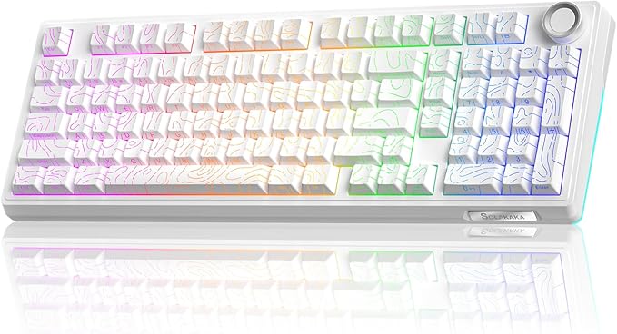 SOLAKAKA KI99 Pro 96% Wireless Mechanical Keyboard RGB Gaming Keyboard Hot-Swappable Pre-Lubed Switches Gasket Structure Creamy Keyboards (Contour-Style White Non-Silent Version)