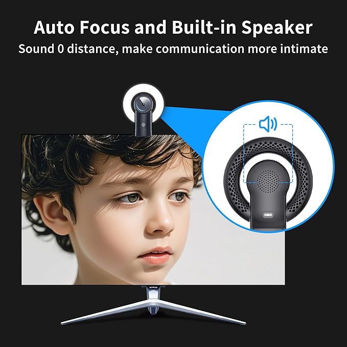 4K Webcam with Light Web Cam with Speaker Dual Noise Reduction Plug and Play Web Camera for Desktop Computer Auto-Focus Privacy Protection Webcam for PC Zoom Skype