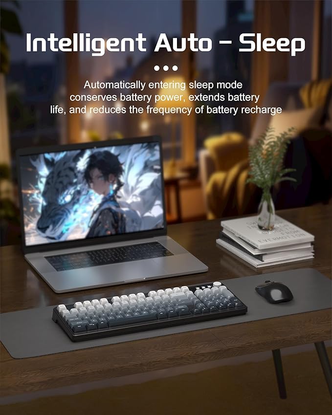 MageGee Wireless Gaming Keyboard and Mouse Combo V560 RGB Backlit Rechargeable Mechanical Feel 2.4GHz Quiet Blue White Purple Keyboard Mouse for Mac Laptop PC Gamer