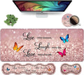 Ergonomic Keyboard Wrist Rest &amp Mouse Pad Wrist Rest Set Large XXL Gaming Desk Mat 31.5x 11.8 Non-Slip Base Memory Foam Easy Typing Pain Relief for Office &amp Home Glitter Quote Live Laug