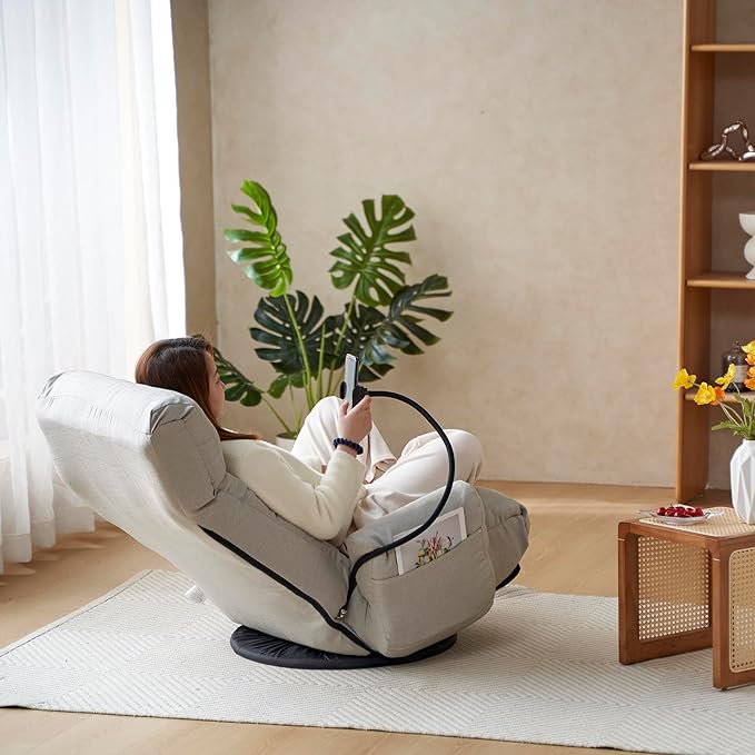 360° Swivel Sofa ChairGaming ChairLiving Room Lounge Chair5-Position Adjustable Head and LumbarSwivel Seat Indoor Coffee Chair (Gray)