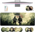 4 in 1 Ergonomic Keyboard Wrist Rest &amp Mouse Pad Wrist Rest Set Large Gaming Desk Mat 31.5x 11.8 with Non-Slip Base Memory Foam for Home Office Study Gaming American Military Army Troops Sold