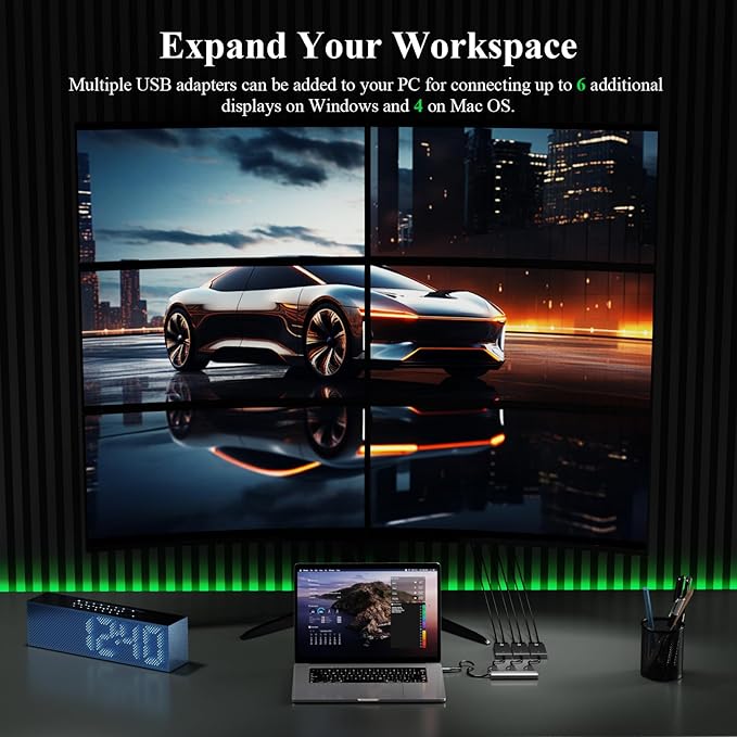 Minthouz 4K HDMI Splitter for Dual Monitors DisplayLink Certified Dual Monitor Splitter USB 3.1 to HDMI Adapter for Windows 10/11 &amp MacBook M1/M2/M3/M4 Support for Dell/HP/Lenovo/Surface Laptop