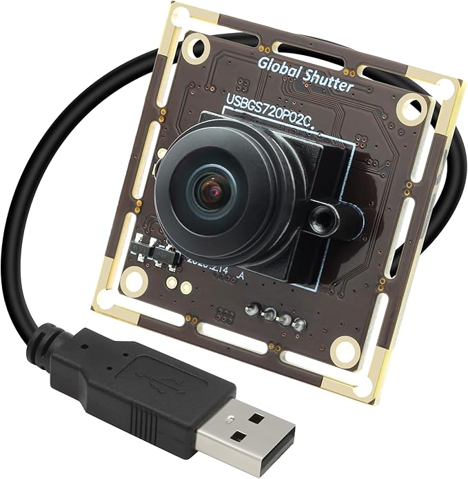 MMlove USB Camera Module 720P 60fps Global Shutter 170 Degree Wide Angle Fisheye Lens Webcam 1MP lightburn Camera for Embedded ApplicationsVR Face Recognition StreamingPC/Laptop/Raspberry Pi