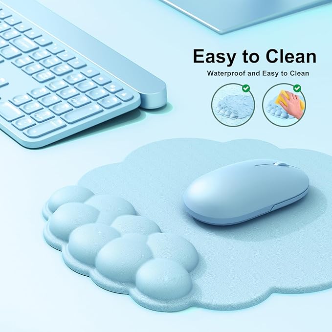 Cloud Mouse Pad with Wrist Rest Cloud Keyboard Wrist Rest Mouse Pad Wrist Support Ergonomic Cloud Keyboard Mouse Wrist Support (Blue)