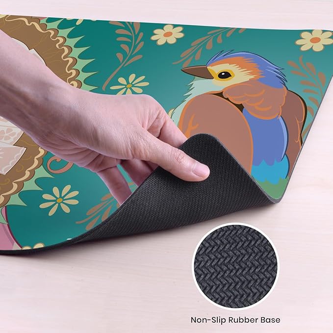 Head Case Designs Officially Licensed Frida Kahlo Oval Frame Birds Floral Art 37.4 x 15.75 x 0.16 inches (900 x 400 mm) - XL Gaming Office Desk PC Keyboard Mouse Mat Pad
