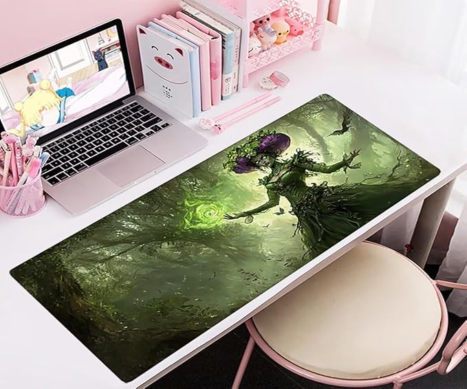 Large Mouse Pad Tree Desk Mat Green Office Gaming Mouse Pad with Stitched Edges 32x16in Extended Mousepad with Non-Slip Waterproof Rubber Base for PC Laptop Desk Home Office Accessories a-1467