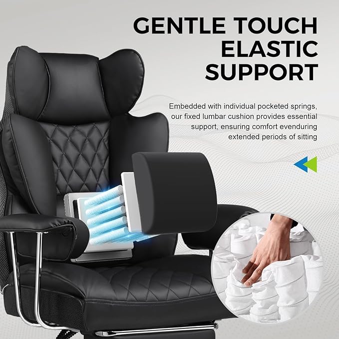 GTPLAYER Gaming Chair Computer Chair with Footrest and Lumbar Support Height Adjustable Game Chair with 360°-Swivel Seat and Headrest and for Office or Gaming (White)