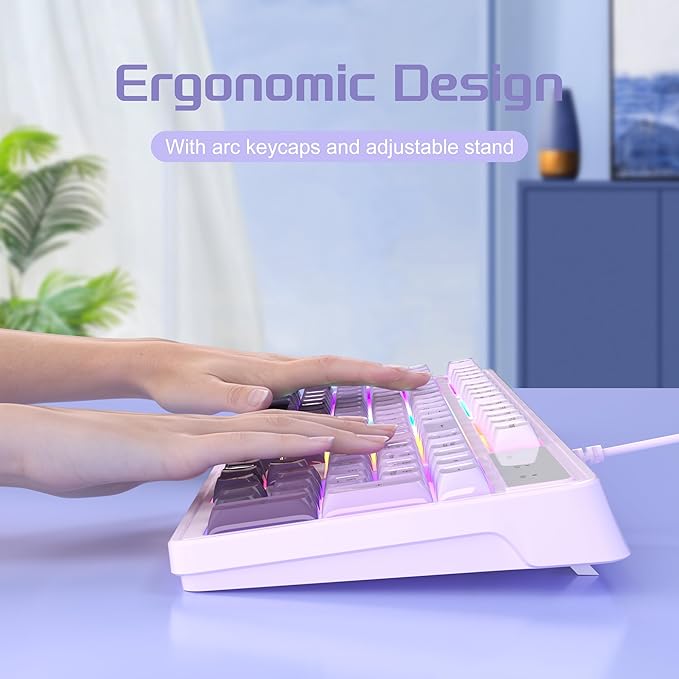 MageGee Gradient Purple Creamy Keyboard and Mouse ComboMageGee GK980 Wired RGB Backlit Keyboard and Gradient Purple Gaming Mouse ComboPC Keyboard and Adjustable Sensitivity Mouse for PC/loptop/MAC