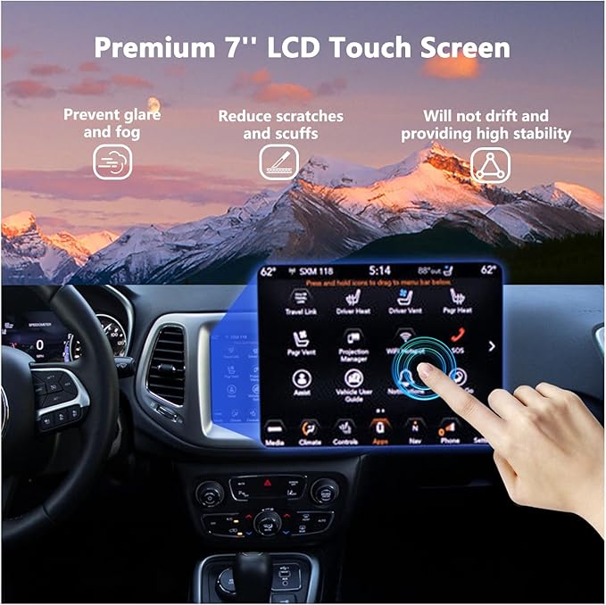 New Replacement 7 LCD Display Fit for Jeep Compass 2017-2020 TDO-WXGA0700K00033-V2 TDO-WXGA0700K00057-V1 LMB-K00057BL (7 Jeep LCD)