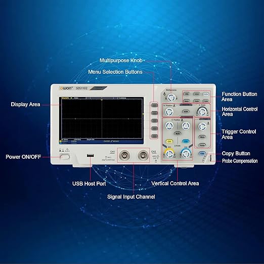 Abestop Lab Oscilloscope SDS1102 100MHz Digital Oscilloscope 2 Channels Oscillograph 1GS/s Sample Rate with 7 inch LCD for Multi Tester