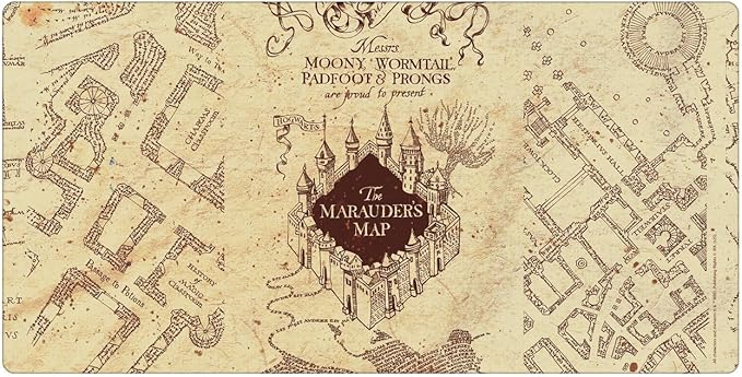 Head Case Designs Officially Licensed Harry Potter The Marauder's Map Graphics 23.62 x 11.81 x 0.12 inches (600 x 300 mm) - L Gaming Office Desk PC Keyboard Mouse Mat Pad