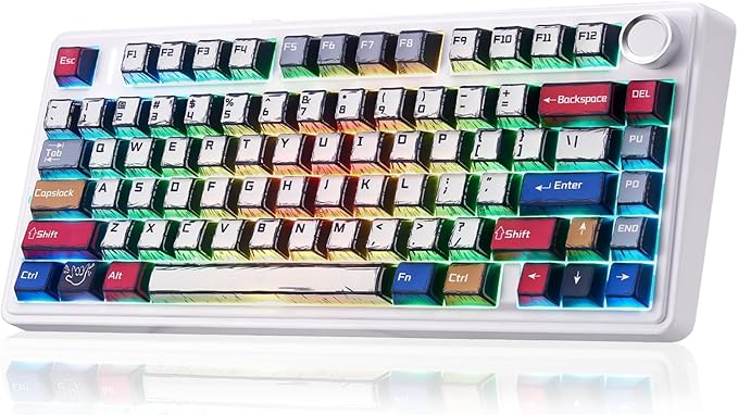 Aula F75 Wireless Mechanical KeyboardCreamy Keyboard with RGB Backlit Hot Swappable 81 Keys 75% Layout Gaming Keyboard Bluetooth/2.4GHz/Type-C Creamy Sounding - Reaper Switches