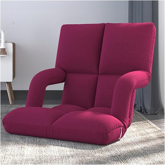 Floor Chair Back Support Folding Sofa Adjustable Positions Padded Lazy Sofa Breathable Floor Gaming Chair for Reading Meditating(Pink-B)