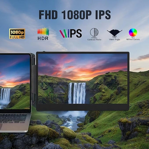 14 Laptop Screen Extender FHD 1080P IPS Travel Dual Monitor 226° Rotation Portable Monitor for Laptops 13-16 with USB-C/HDMI Port Plug-Play for Win/Mac/Chrome/Android